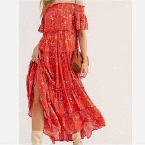 Free People Barclay Off the Shoulder Tiered Floral Print Ruffle Maxi Dress